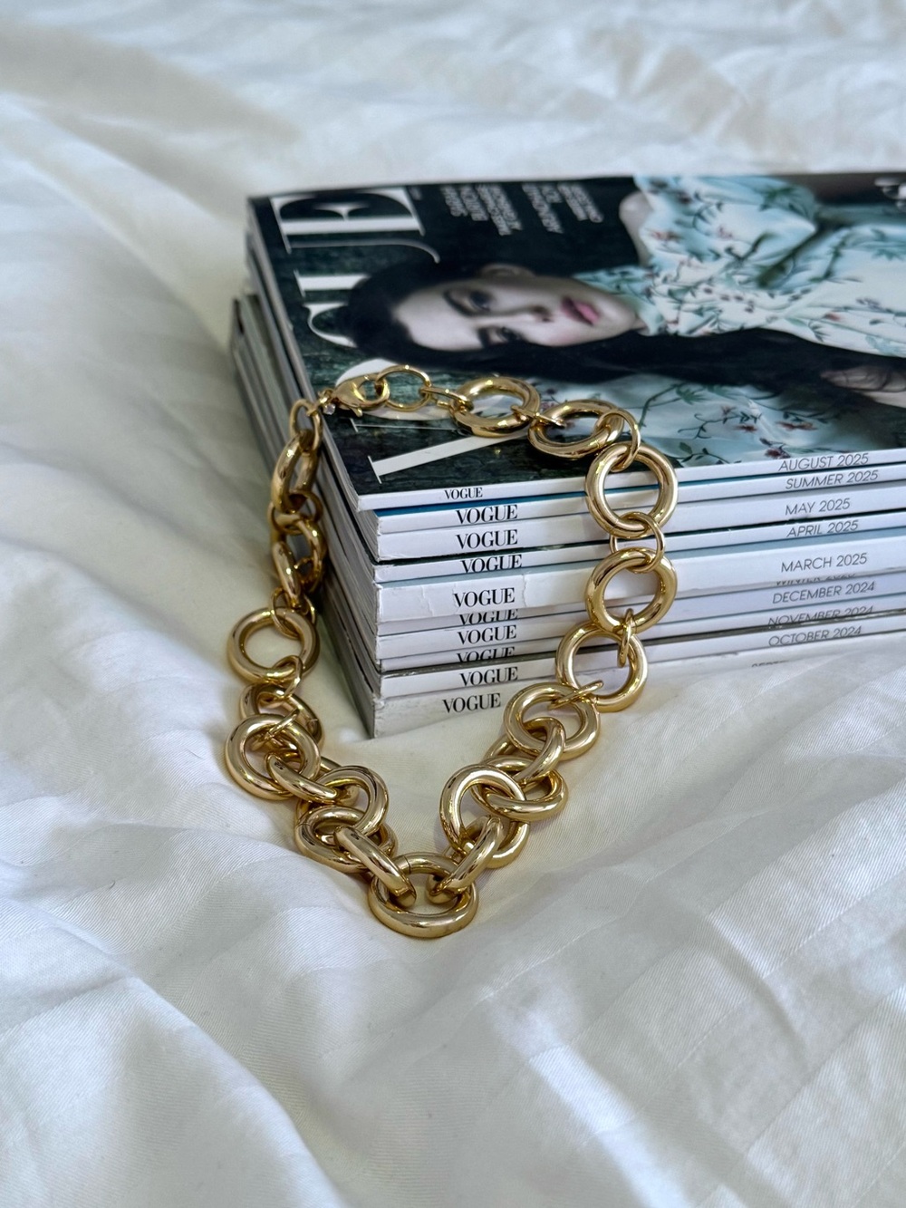 J Crew Gold Alternating Circles Chain Necklace